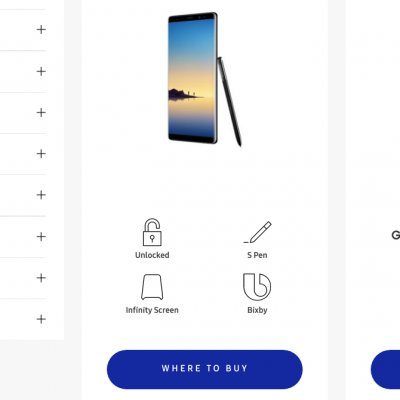 Samsung показала Note 8 на официальном сайте