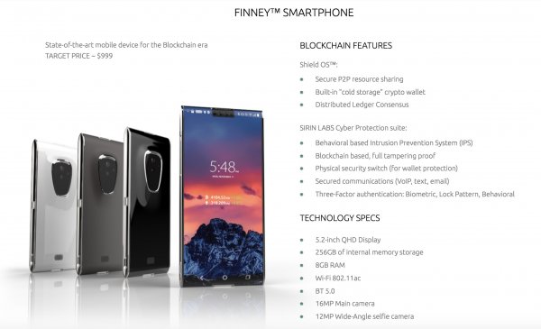 Finney — первый в мире блокчейн-смартфон