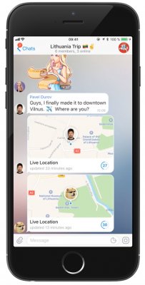 Telegram получил русский язык, трансляцию геопозиции и аудиоплеер