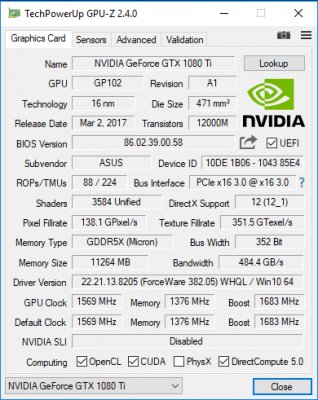 Обзор видеокарты ASUS ROG STRIX GTX 1080Ti 11 Гбайт — Технические характеристики. 1