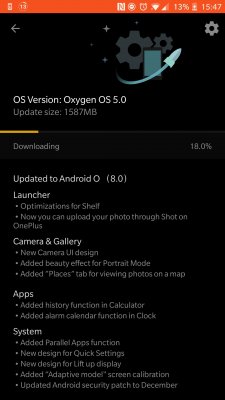 OnePlus 5 получил обновление до Android 8.0 Oreo