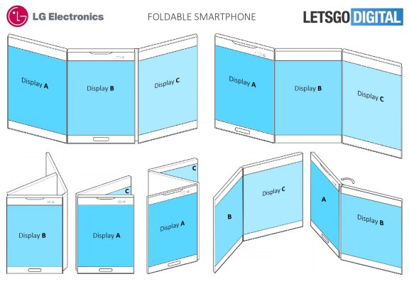 LG запатентовала складное устройство с тремя экранами