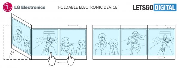 LG запатентовала складное устройство с тремя экранами