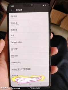 Первые фото OnePlus 6 показывают безрамочный дизайн с вырезом в экране