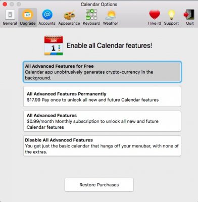 В Calendar 2 для Mac встроили майнер, который за три дня заработал  тыс.