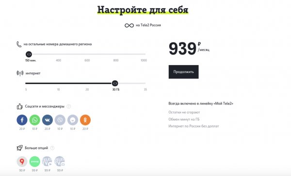 Tele2 запустил услугу настройки тарифов