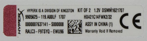 Пара белых: HyperX Fury DDR4-2133 32 Gb — Особенности конструкции. 5