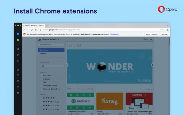 В Opera появилась официальная поддержка расширений для Chrome