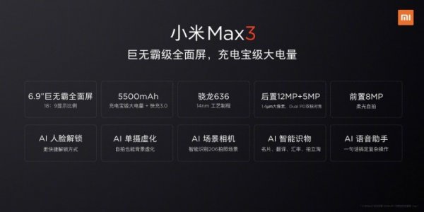 Характеристики Xiaomi Mi Max 3 раскрыты накануне презентации