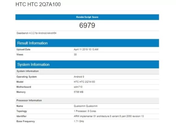 Загадочный смартфон HTC на Snapdragon 710 засветился в Geekbench