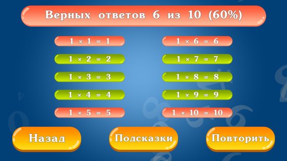 Таблица умножения для детей. Тренажер. Обучение 3.1.5. Скриншот 9