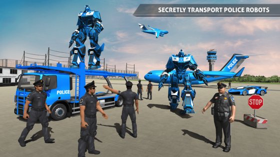 Police Robot Car Transporter 1.27. Скриншот 3