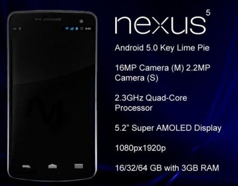 Впечатляющие характеристики Nexus 5 утекли в сеть