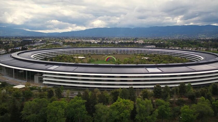 На карантине: как выглядит опустевшая штаб-квартира Apple с высоты птичьего полёта