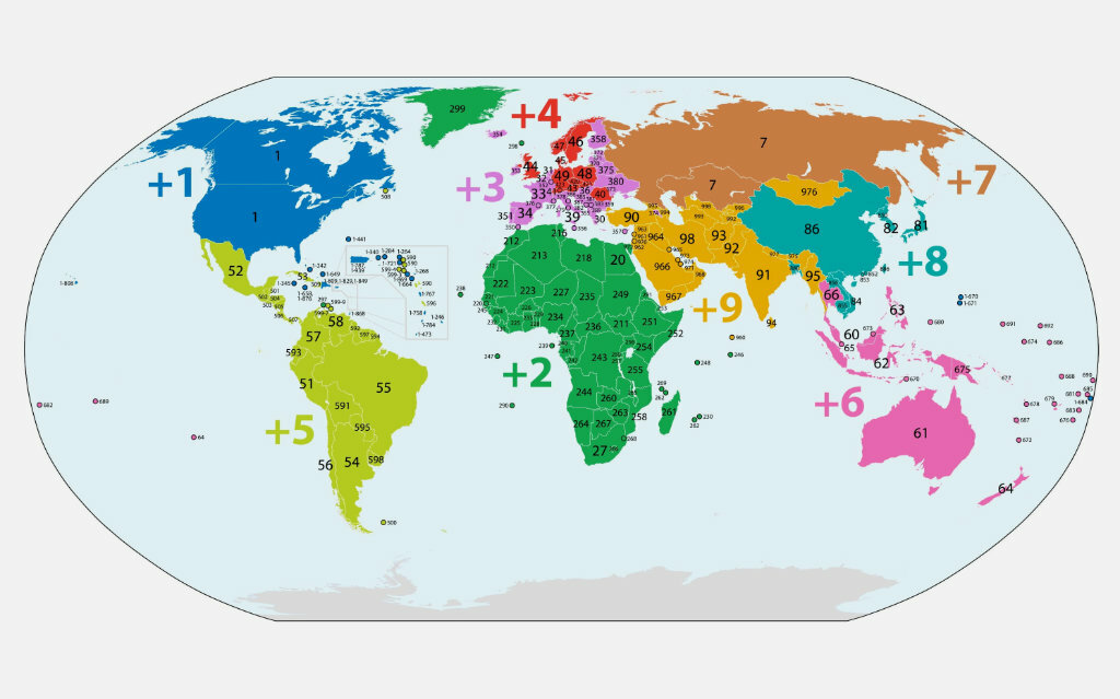 Карта телефонных кодов