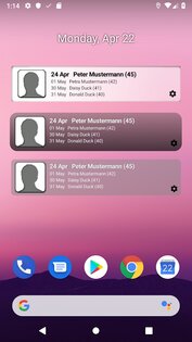 Birthday Info Widget 1.14.0. Скриншот 1