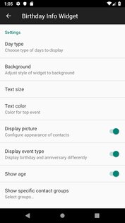 Birthday Info Widget 1.14.0. Скриншот 2