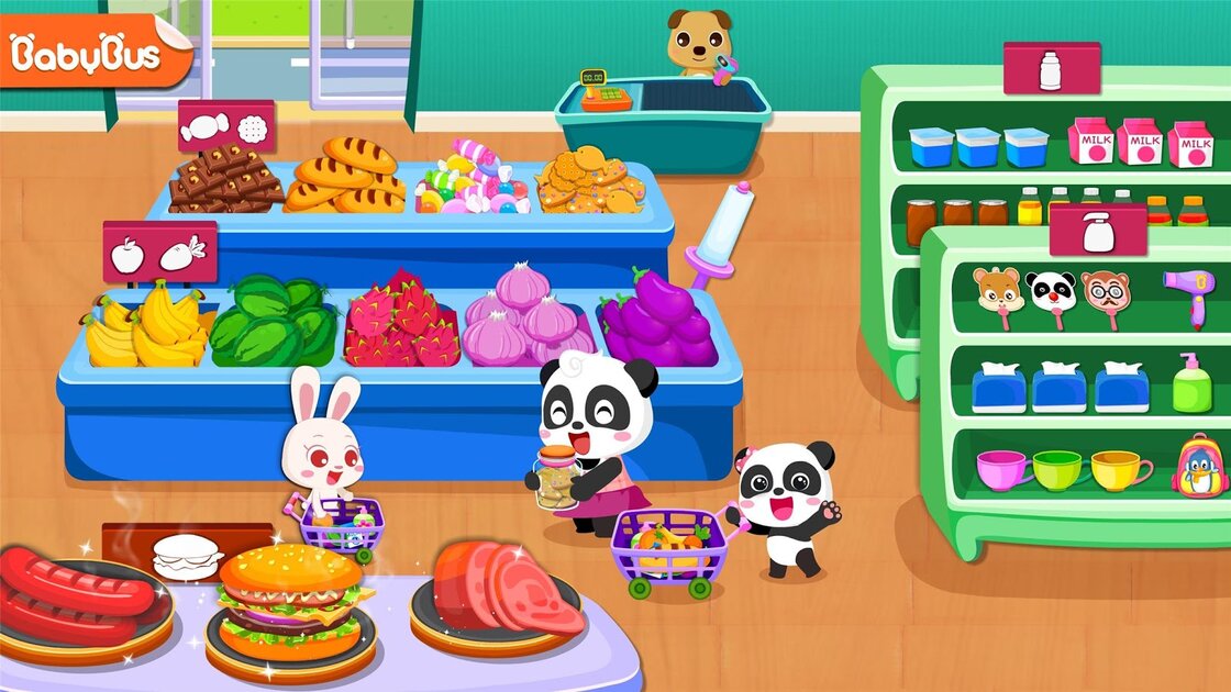 Супермаркет панды. Игра Панда супермаркет. BABYBUS игры. BABYBUS Panda supermarket game. Малыш Панда BABYBUS.