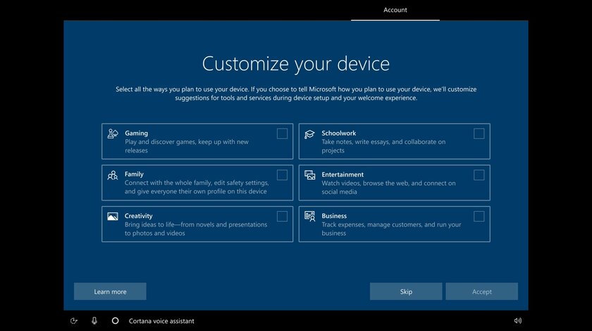 Windows 10 поможет настроить ПК в зависимости от его предназначения: для игр, творчества, учёбы