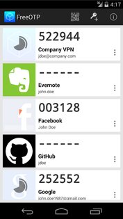 FreeOTP Authenticator 2.0.1. Скриншот 1