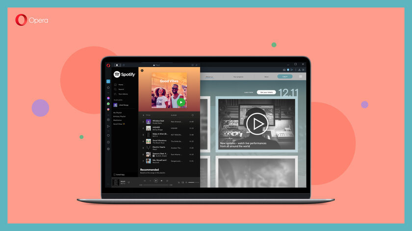 На боковой панели Opera появился плеер для Spotify, Apple Music и YouTube Music