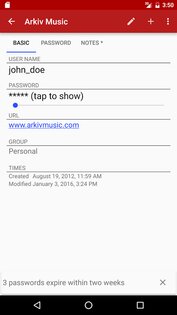 PasswdSafe – хранилище паролей 6.25.0. Скриншот 4