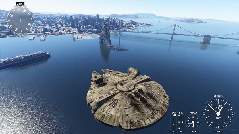 Мод для Microsoft Flight Simulator заменяет самолёты кораблями из «Звёздных войн»