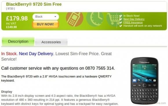 BlackBerry 9720 поступил в продажу в Великобритании