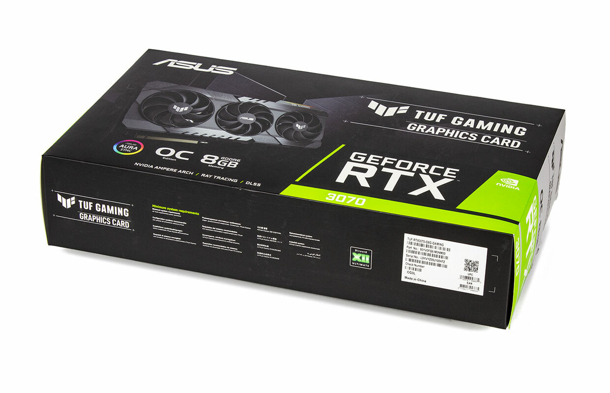 Обзор видеокарты ASUS TUF RTX 3070 GAMING OC: скромная, но солидная — Упаковка, внешний вид. 1