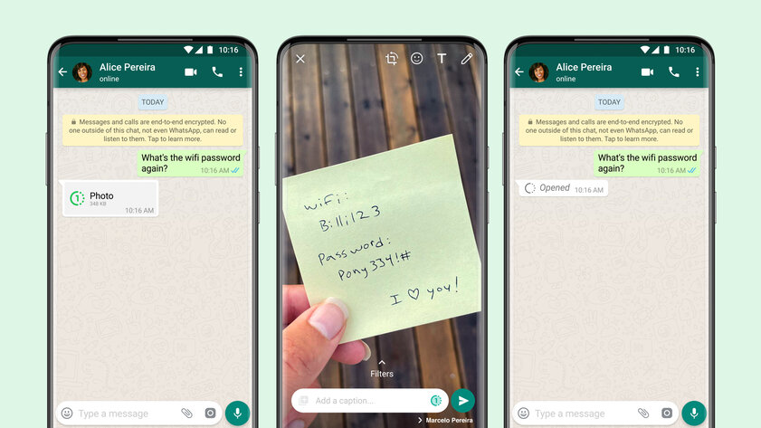 WhatsApp добавил исчезающие фото и видео «однократного просмотра»