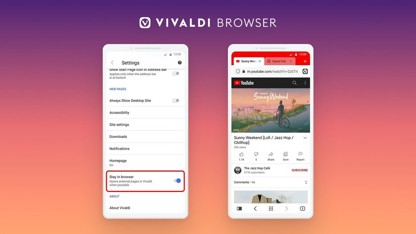 Vivaldi теперь может запрещать ссылкам открываться в приложениях