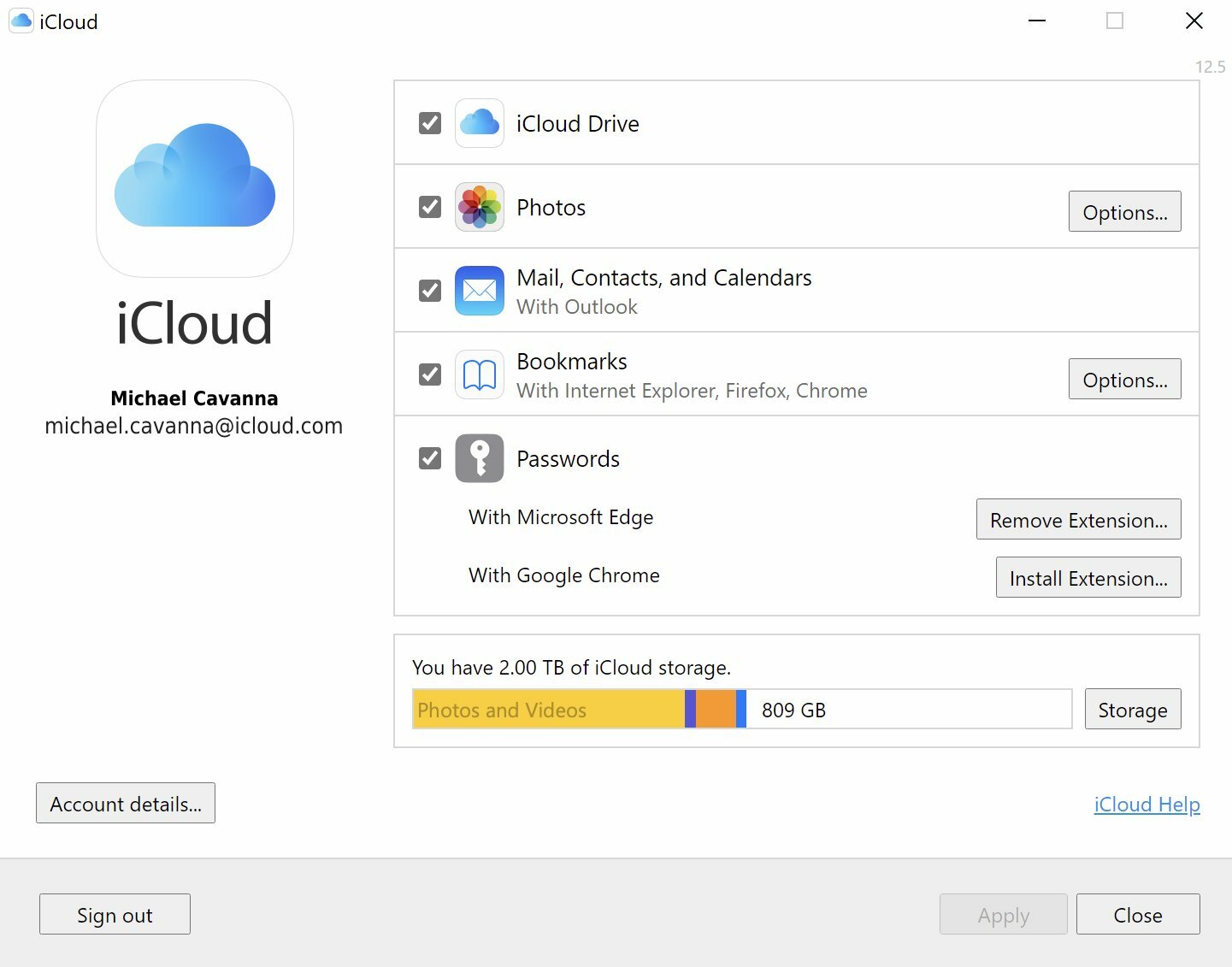 ICLOUD for Windows contacts