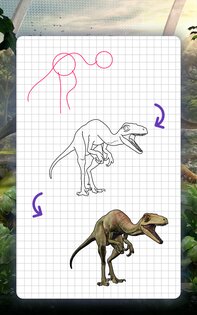 Как рисовать динозавров. Пошаговые уроки рисования 1.6.5. Скриншот 14