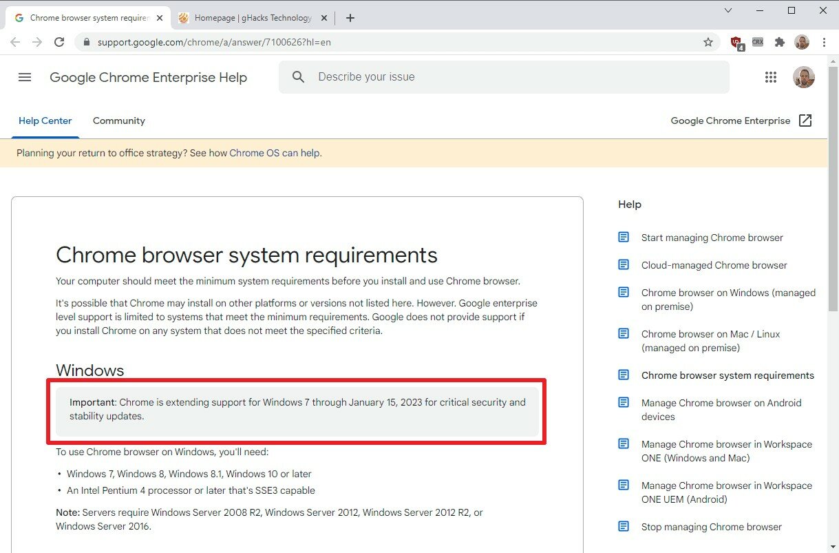 Google заботится о Windows 7 больше, чем Microsoft. Поддержка Chrome снова  продлена