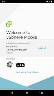 vSphere Mobile Client 2.3.0. Скриншот 1