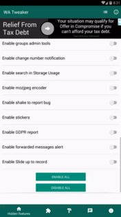 WA Tweaker 1.8.2. Скриншот 2