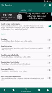 WA Tweaker 1.8.2. Скриншот 4