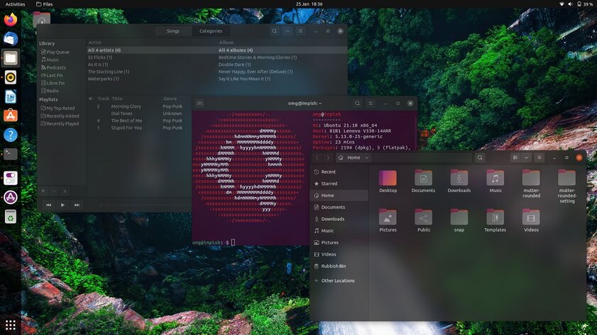 Утилита для Ubuntu 21.10 делает окна полупрозрачными, как в Windows 11. Смотрится эффектно