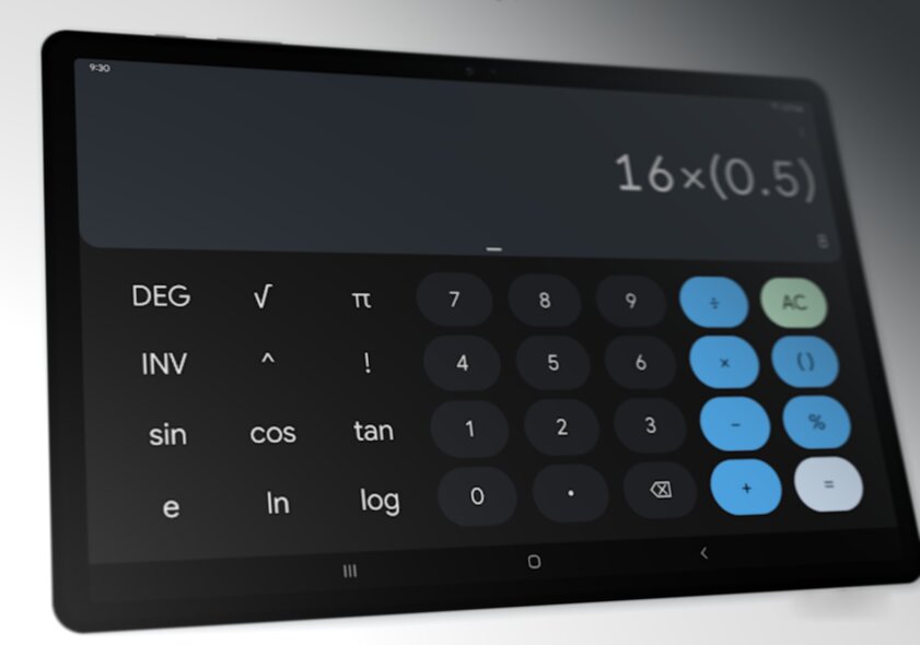 Google обновила калькулятор для планшетов и добавила его в шторку