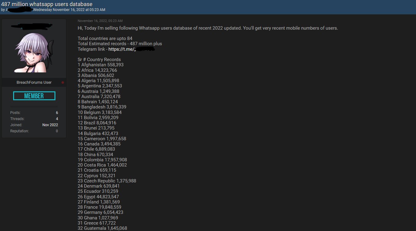 В сети продают свежую базу WhatsApp: почти 500 млн аккаунтов, из них 10 млн  из России