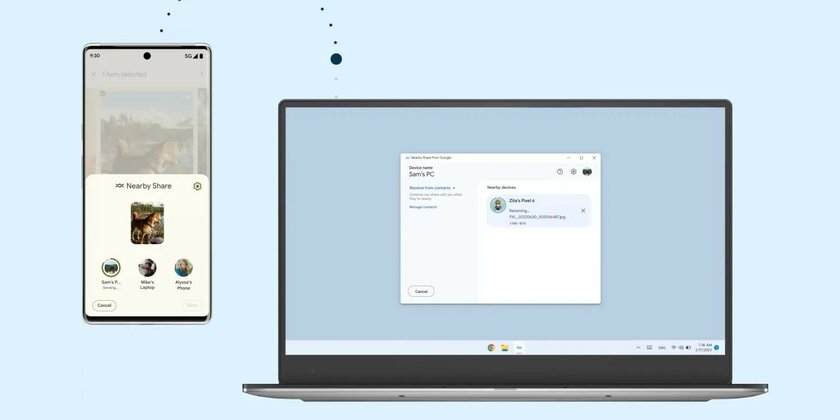 Приложение Nearby Share для передачи файлов между Android и Windows теперь доступно глобально