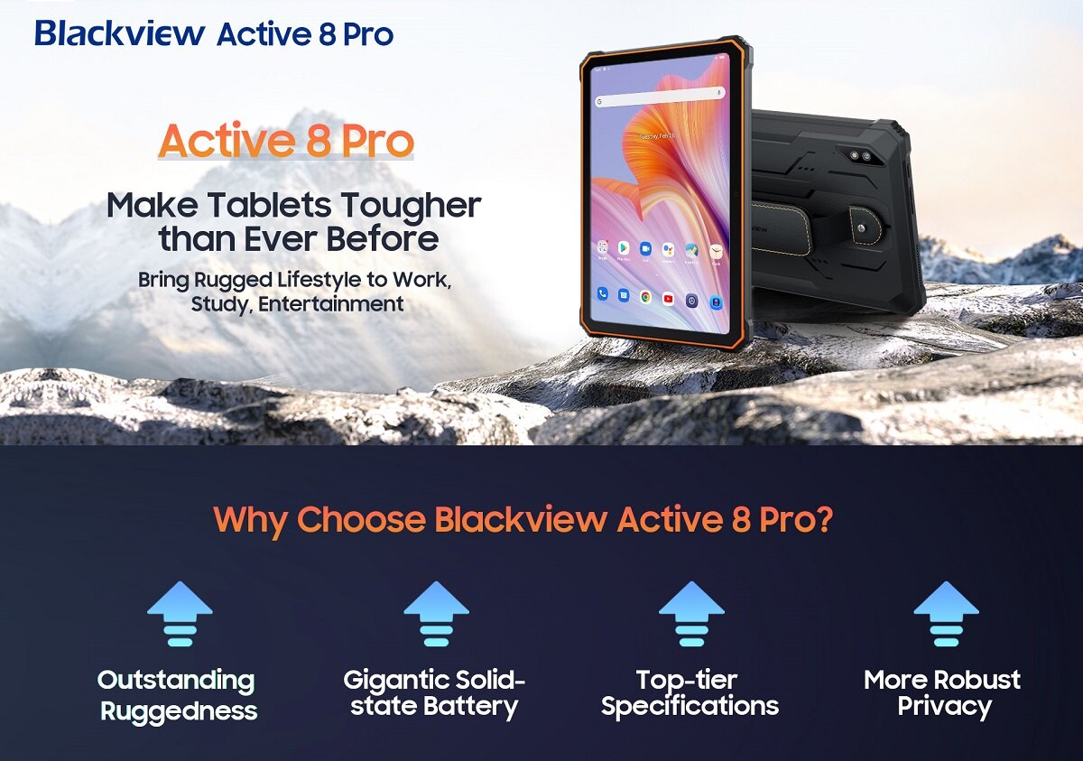 Blackview представила защищённый планшет Active 8 Pro — он не боится воды,  падений и пыли