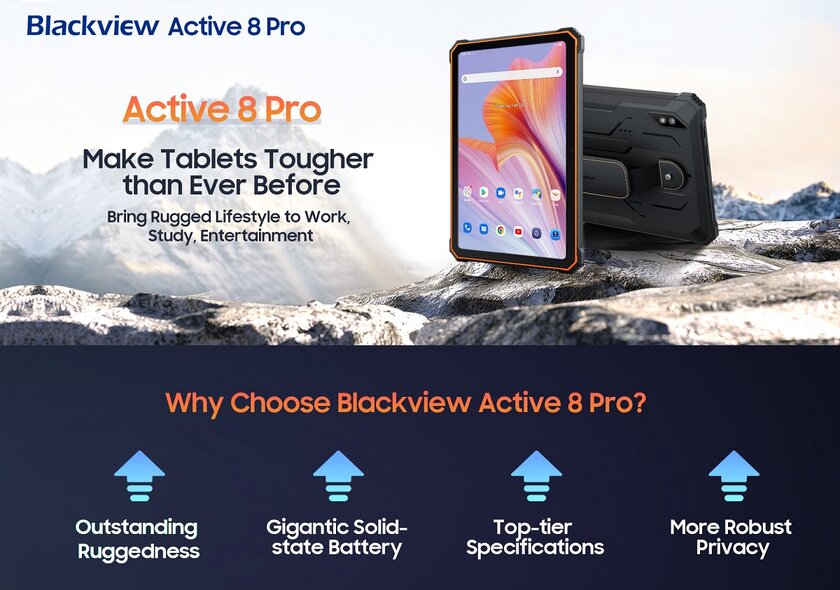 Blackview представила защищённый планшет Active 8 Pro — он не боится воды, падений и пыли