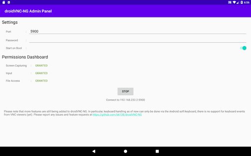 droidVNC-NG 2.3.1. Скриншот 2