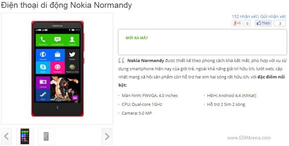 Смартфон Nokia Normandy замечен на веб-сайте вьетнамского ритейлера