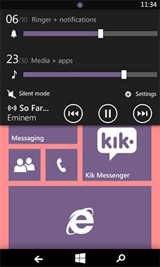 Windows Phone 8.1: скриншот центра уведомлений