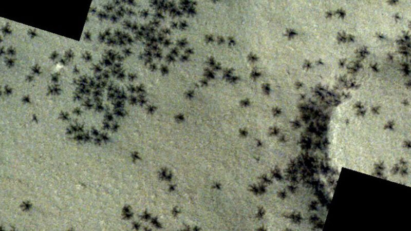 На поверхности Марса запечатлели «жутких пауков»