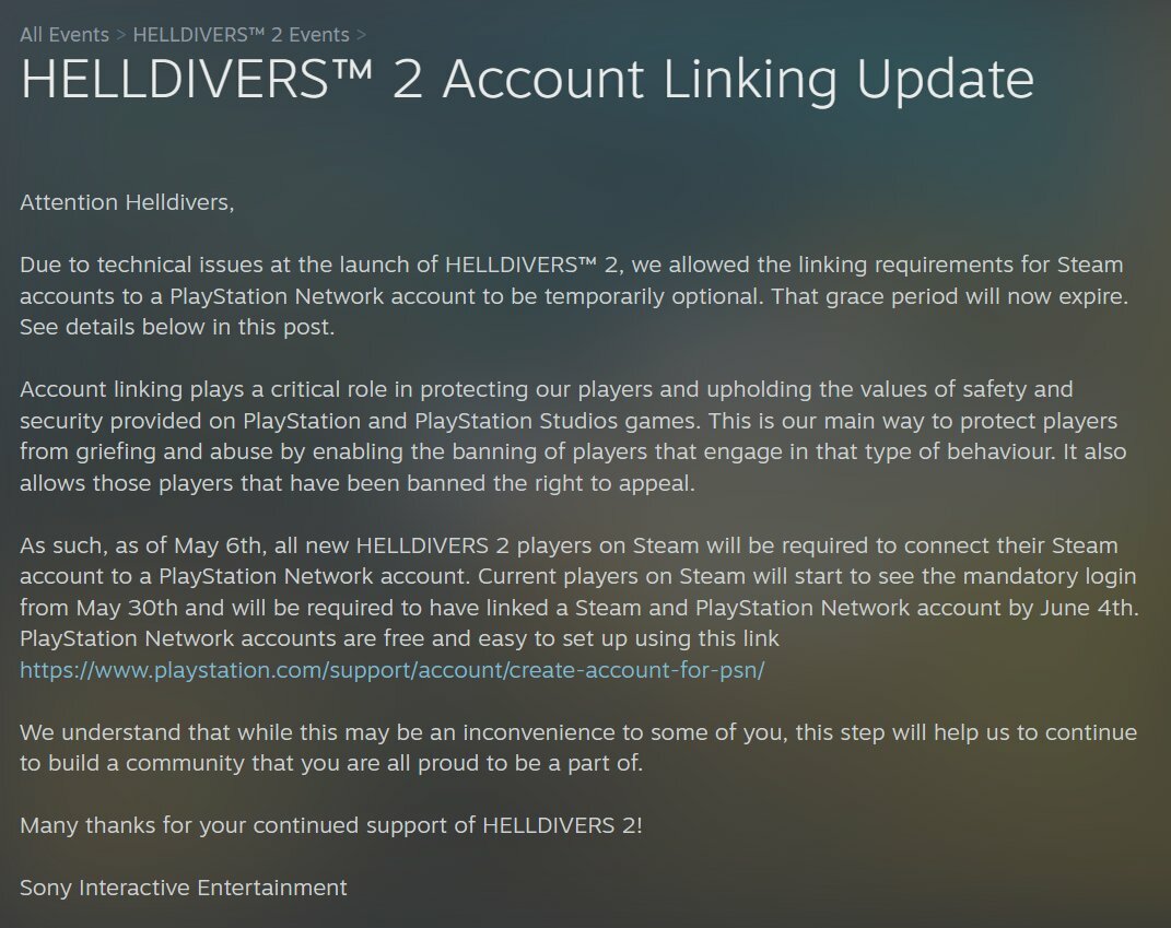 Разработчики Helldivers 2 вынудят ПК-геймеров подключить PSN: фанаты  недовольны