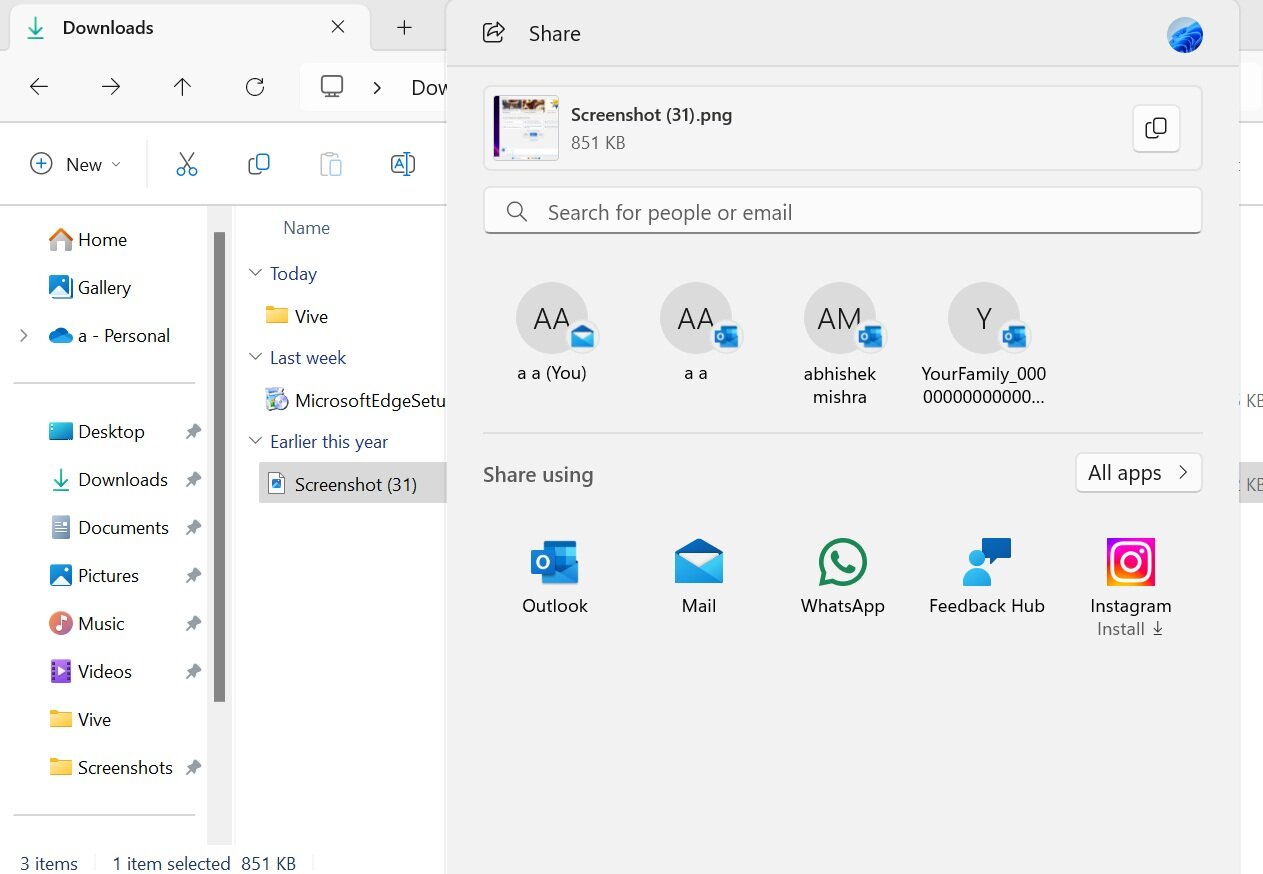 Microsoft тестирует новый способ поделиться файлом в Windows 11