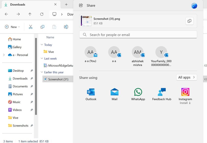 Microsoft тестирует новый способ поделиться файлом в Windows 11